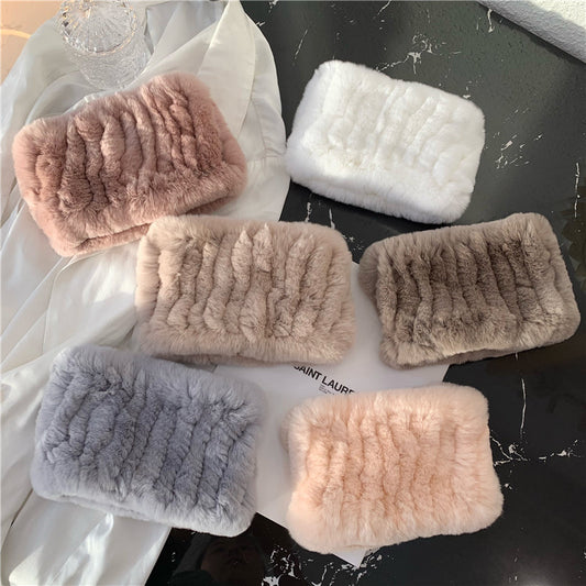 Women’s Genuine Rex Rabbit Fur Knit Snood